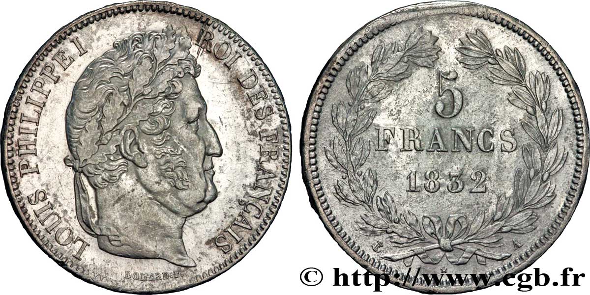 5 francs IIe type Domard 1832 Paris F.324/1 TTB53 
