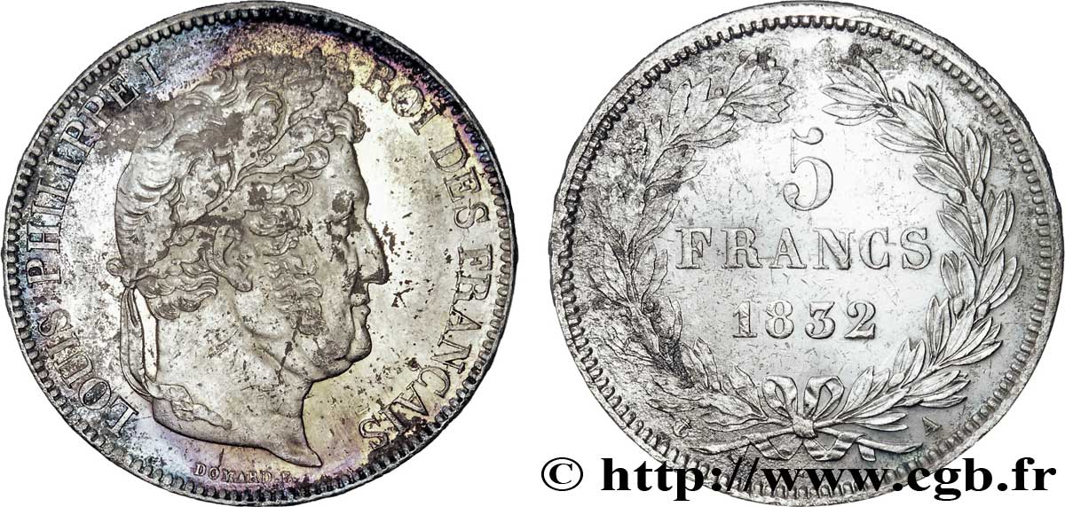 5 francs IIe type Domard 1832 Paris F.324/1 SPL55 