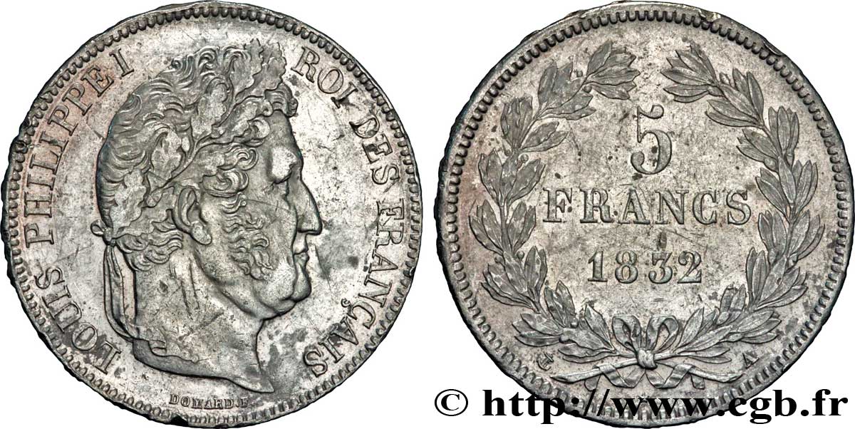 5 francs IIe type Domard 1832 Paris F.324/1 TTB50 
