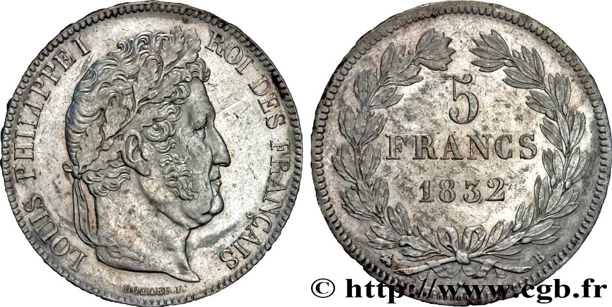 5 francs IIe type Domard 1832 Rouen F.324/2 BB52 