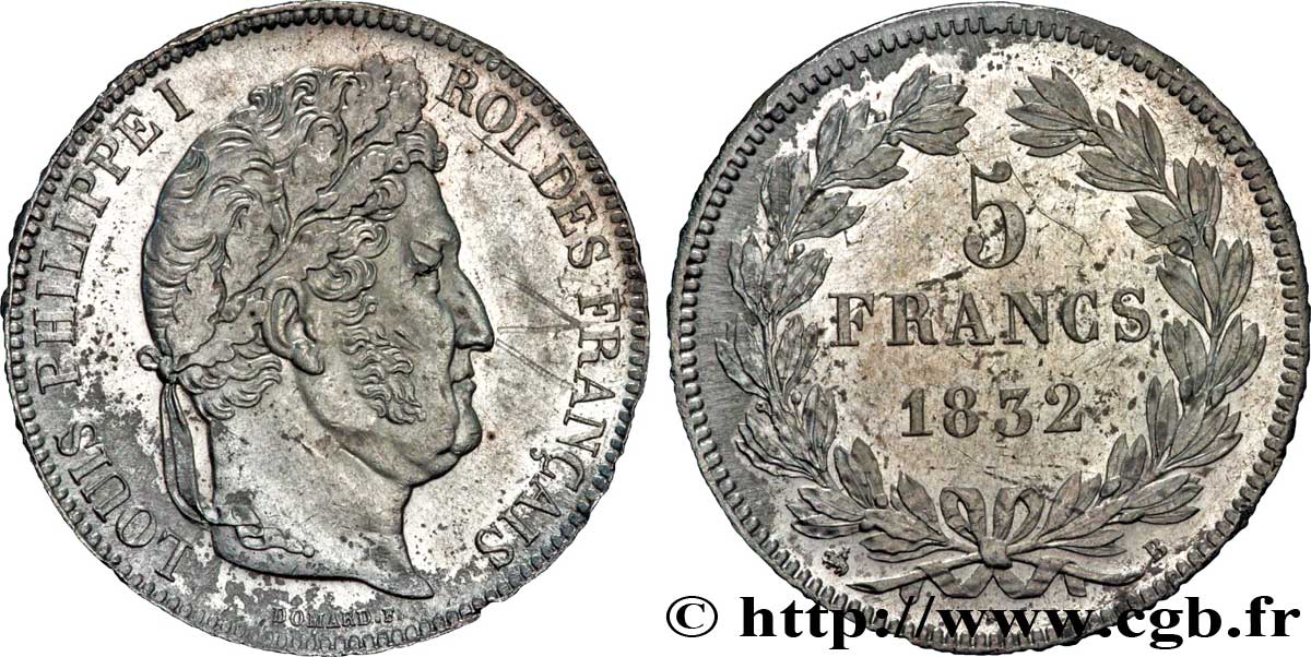 5 francs IIe type Domard 1832 Rouen F.324/2 AU50 