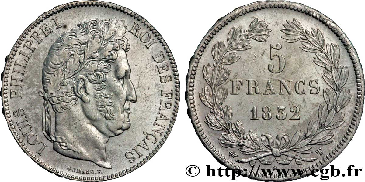 5 francs IIe type Domard 1832 Nantes F.324/12 TTB52 