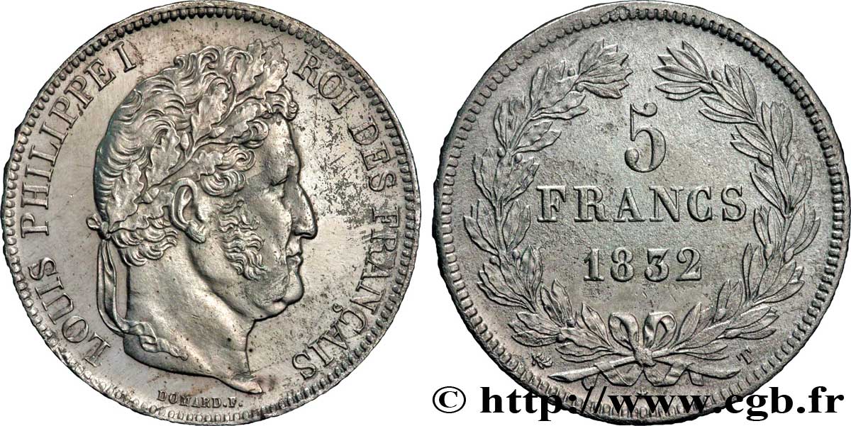 5 francs IIe type Domard 1832 Nantes F.324/12 SUP 