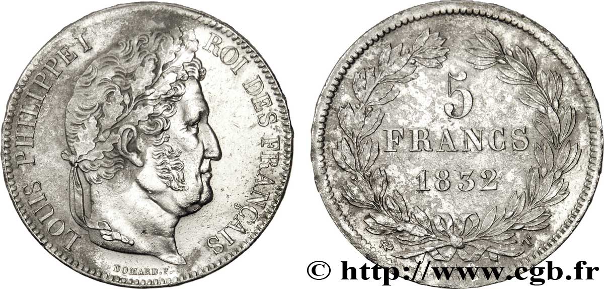5 francs IIe type Domard 1832 Nantes F.324/12 TTB48 