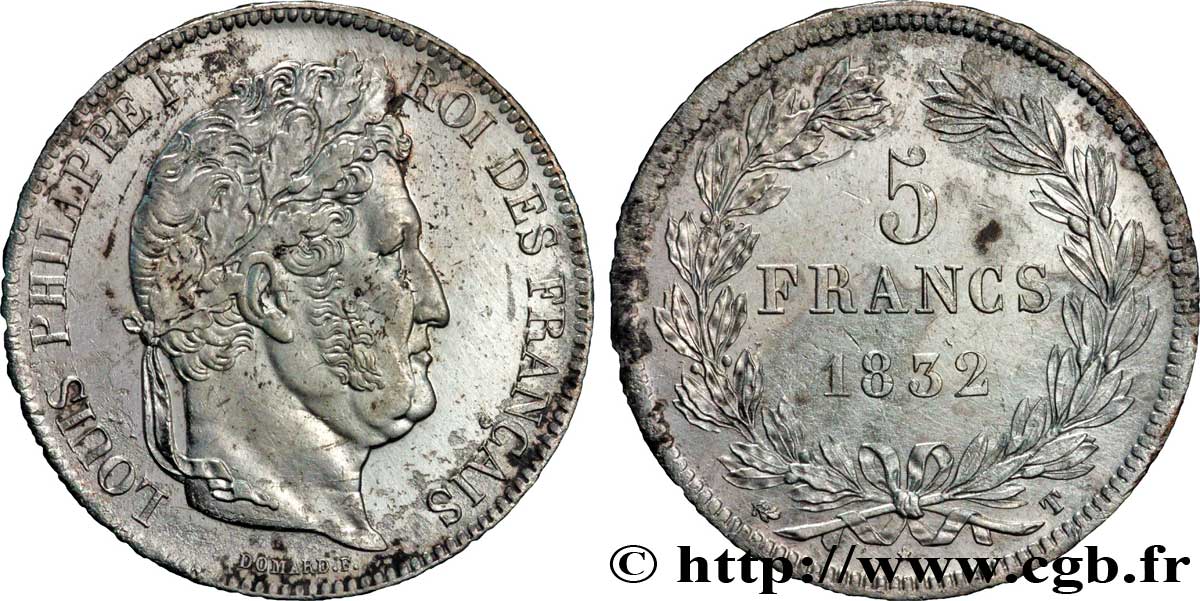 5 francs IIe type Domard 1832 Nantes F.324/12 fVZ 