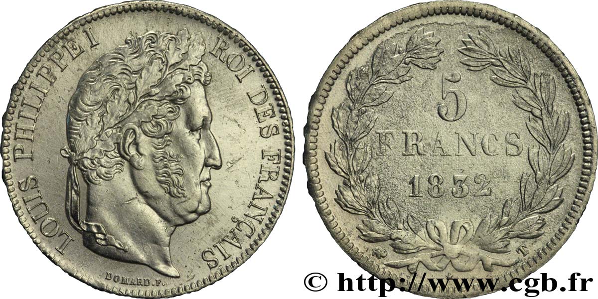 5 francs IIe type Domard 1832 Nantes F.324/12 XF 