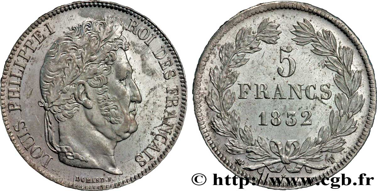 5 francs IIe type Domard 1832 Nantes F.324/12 TTB53 