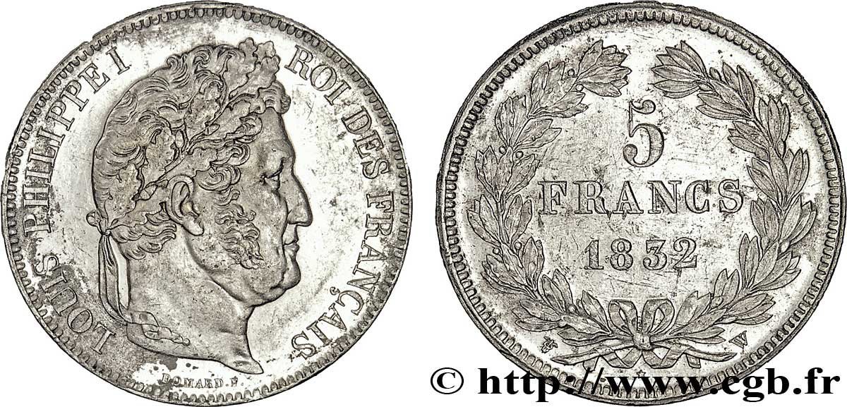 5 francs IIe type Domard 1832 Lille F.324/13 TTB53 