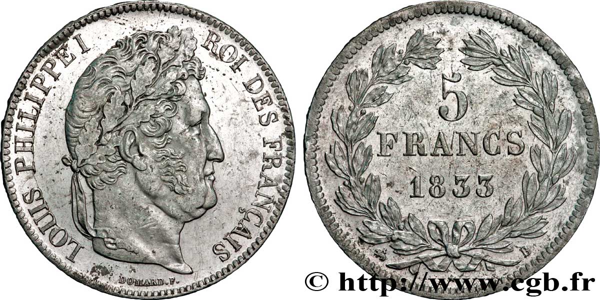 5 francs IIe type Domard 1833 Rouen F.324/15 MBC52 