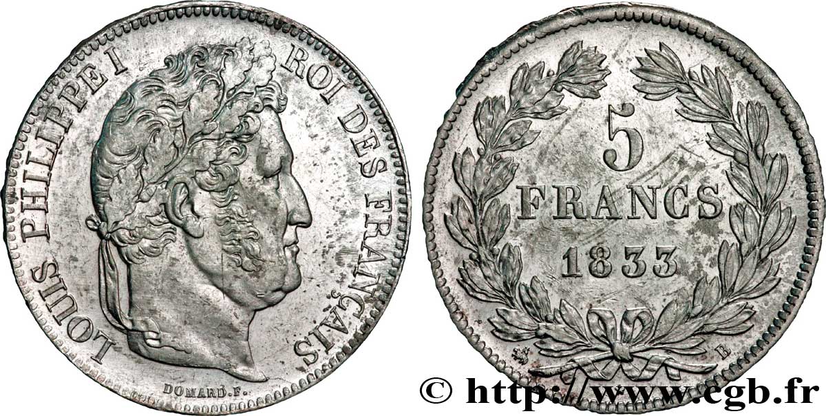5 francs IIe type Domard 1833 Rouen F.324/15 BB50 