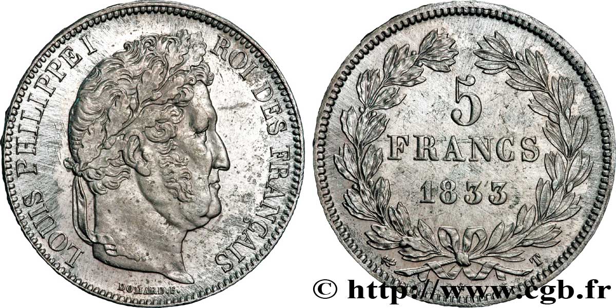 5 francs IIe type Domard 1833 Nantes F.324/26 SS50 