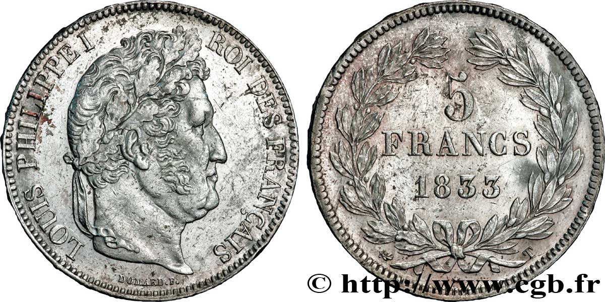 5 francs IIe type Domard 1833 Nantes F.324/26 BB50 