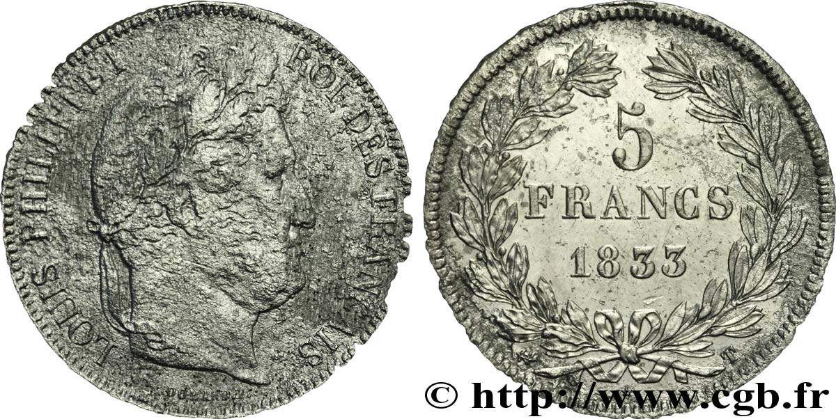 5 francs IIe type Domard 1833 Nantes F.324/26 TB 