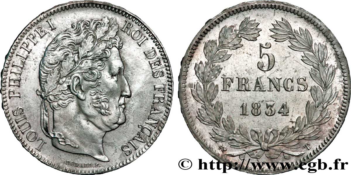 5 francs IIe type Domard 1834 Nantes F.324/40 BB54 
