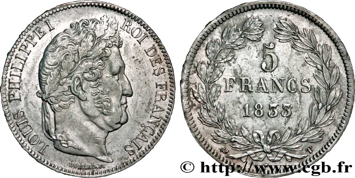5 francs IIe type Domard 1833 Nantes F.324/26 MBC52 