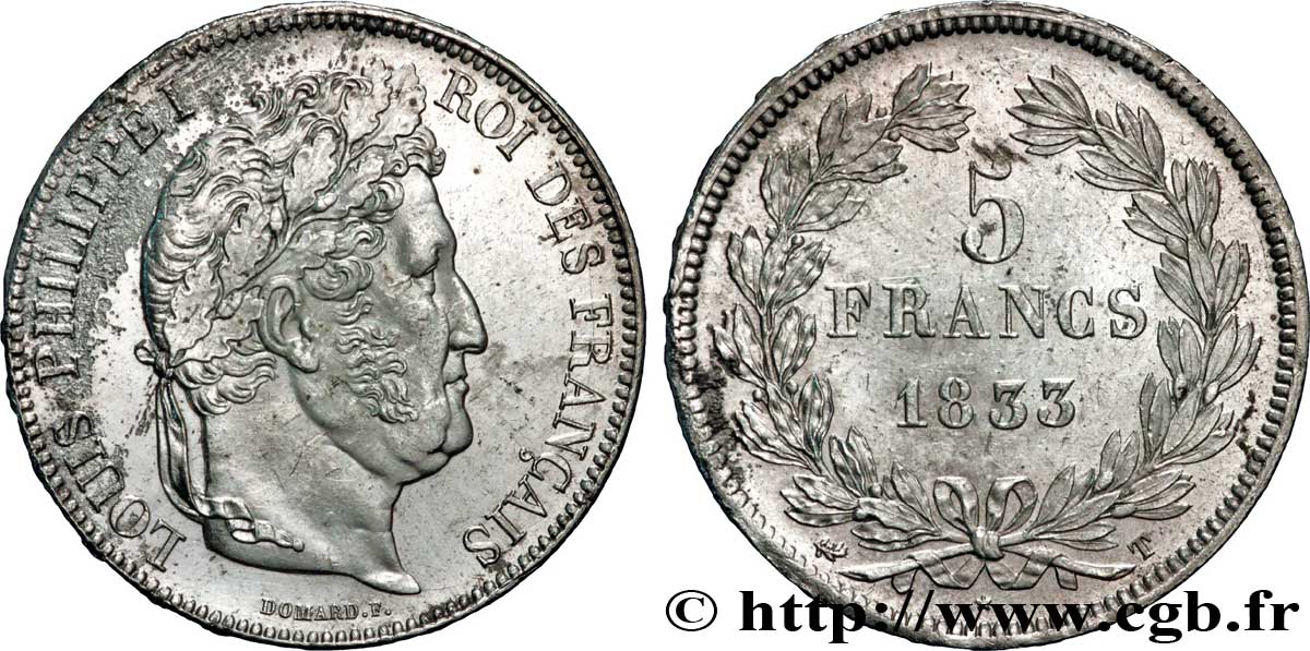 5 francs IIe type Domard 1833 Nantes F.324/26 MBC50 