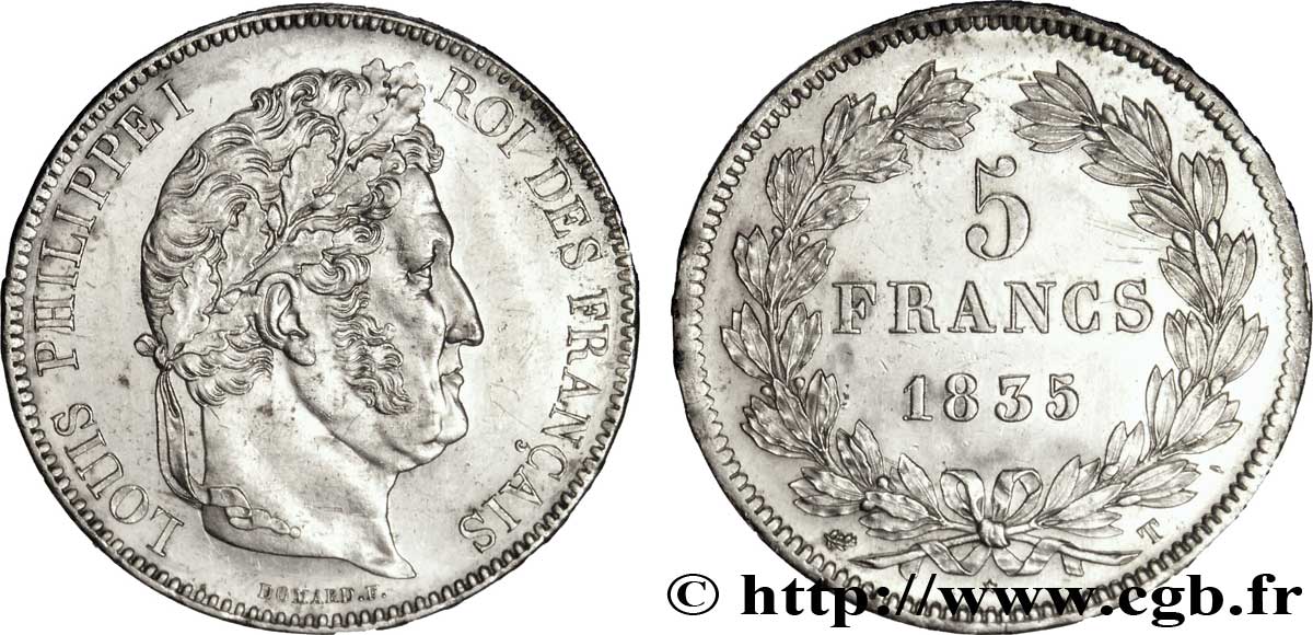 5 francs IIe type Domard 1835 Nantes F.324/51 SUP55 