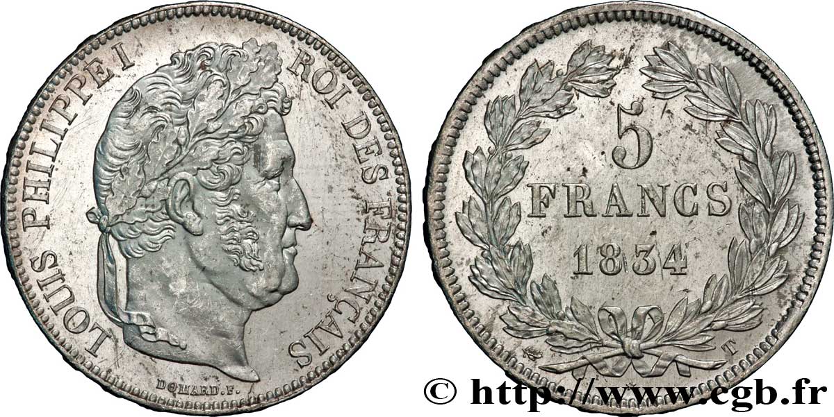 5 francs IIe type Domard 1834 Nantes F.324/40 SS54 