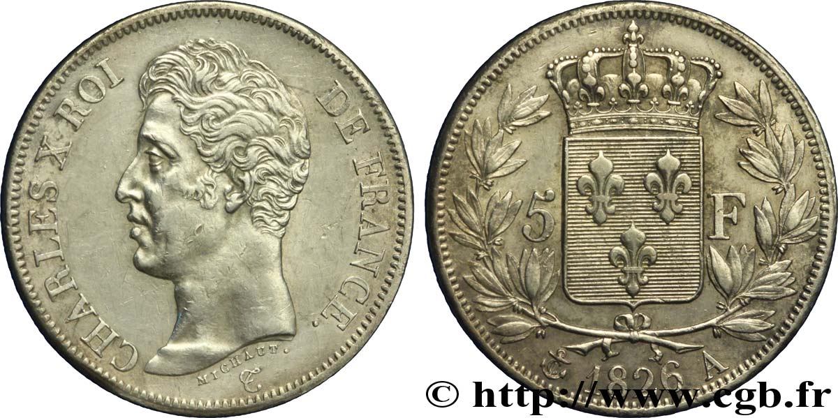 5 francs Charles X, 1er type 1826 Paris F.310/15 MBC50 