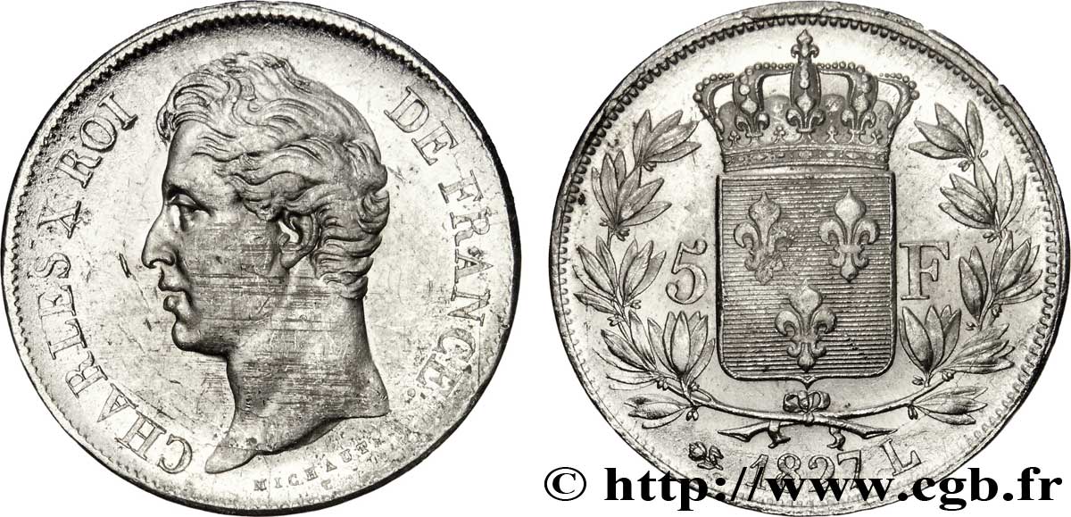 5 francs Charles X, 2e type 1827 Bayonne F.311/8 BB48 