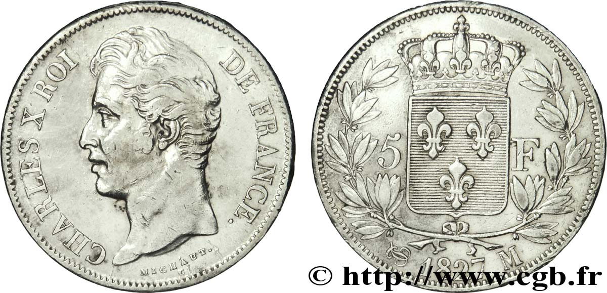 5 francs Charles X, 2e type 1827 Toulouse F.311/9 BB45 