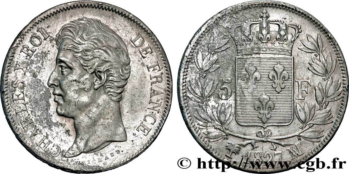 5 francs Charles X, 2e type 1827 Marseille F.311/10 MBC 