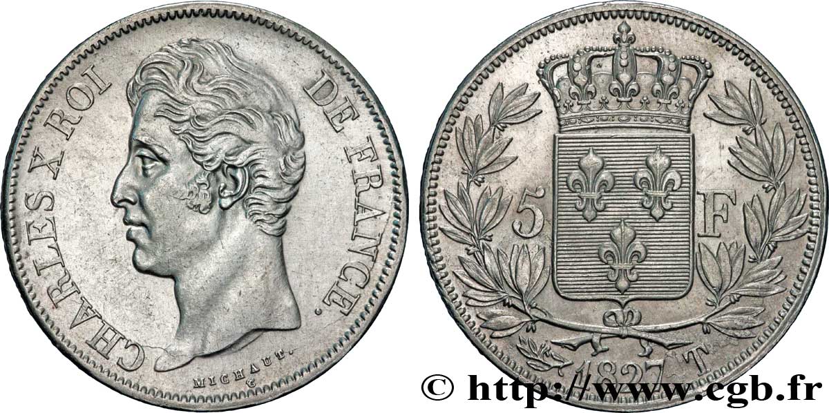 5 francs Charles X, 2e type 1827 Nantes F.311/12 BB50 