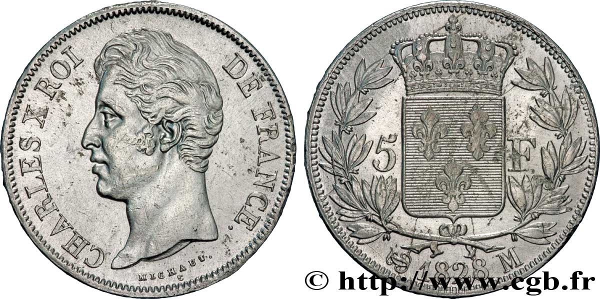5 francs Charles X, 2e type 1828 Toulouse F.311/22 TTB48 