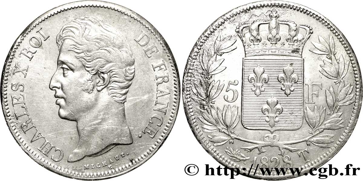 5 francs Charles X, 2e type 1828 Nantes F.311/25 TTB50 