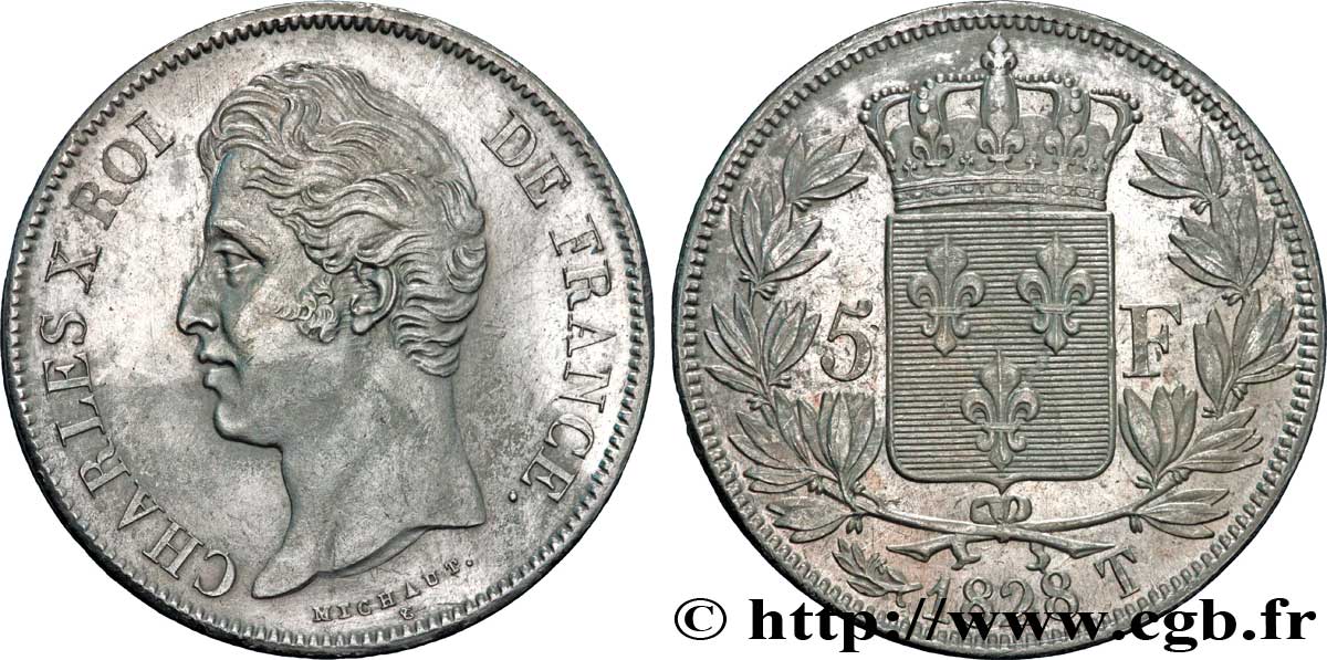 5 francs Charles X, 2e type 1828 Nantes F.311/25 MBC52 