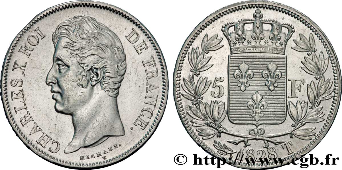5 francs Charles X, 2e type 1828 Nantes F.311/25 SPL 
