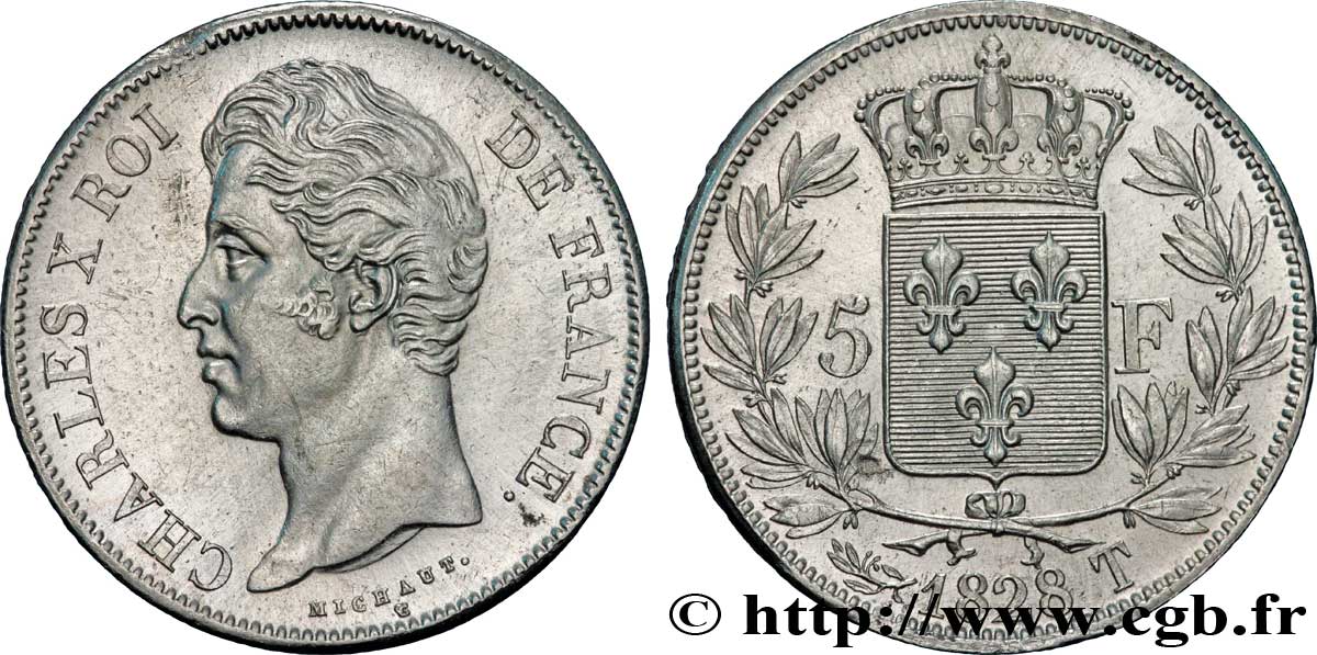 5 francs Charles X, 2e type 1828 Nantes F.311/25 MBC50 