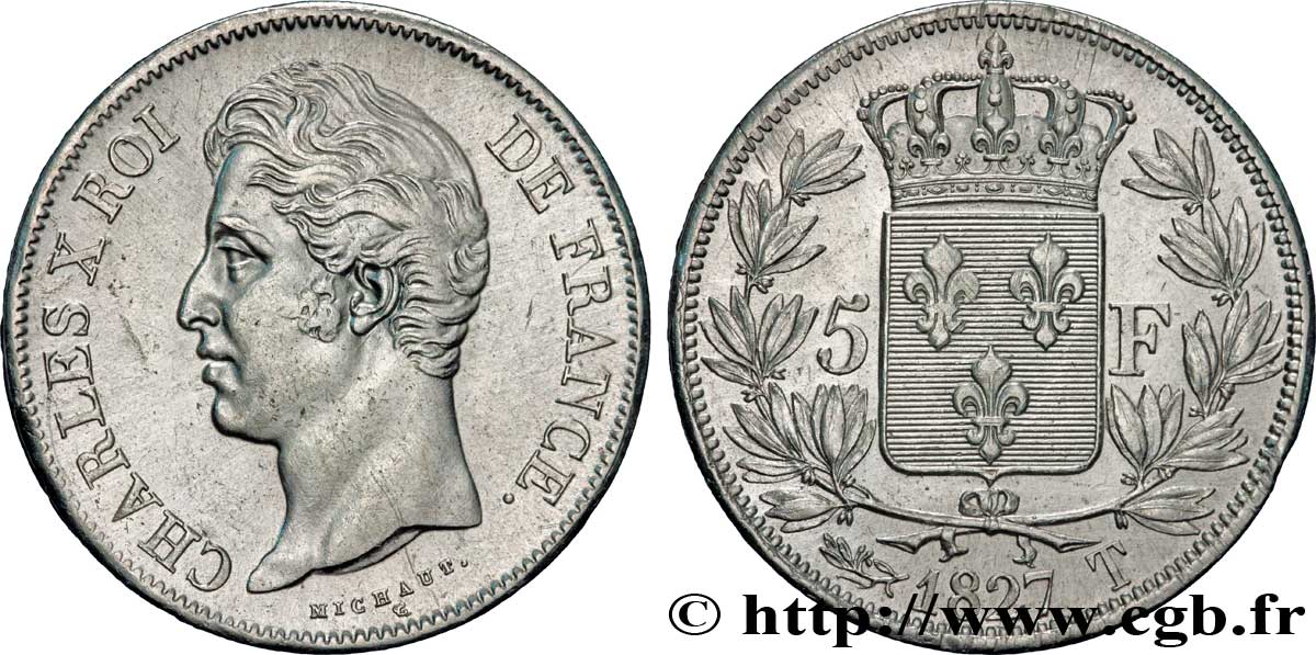 5 francs Charles X, 2e type 1827 Nantes F.311/12 BB50 