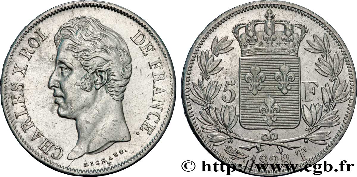 5 francs Charles X, 2e type 1828 Nantes F.311/25 BB50 