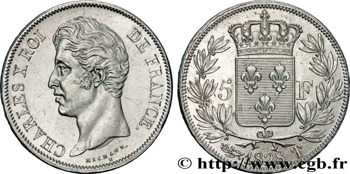 5 francs Charles X, 2e type 1828 Nantes F.311/25 VZ 