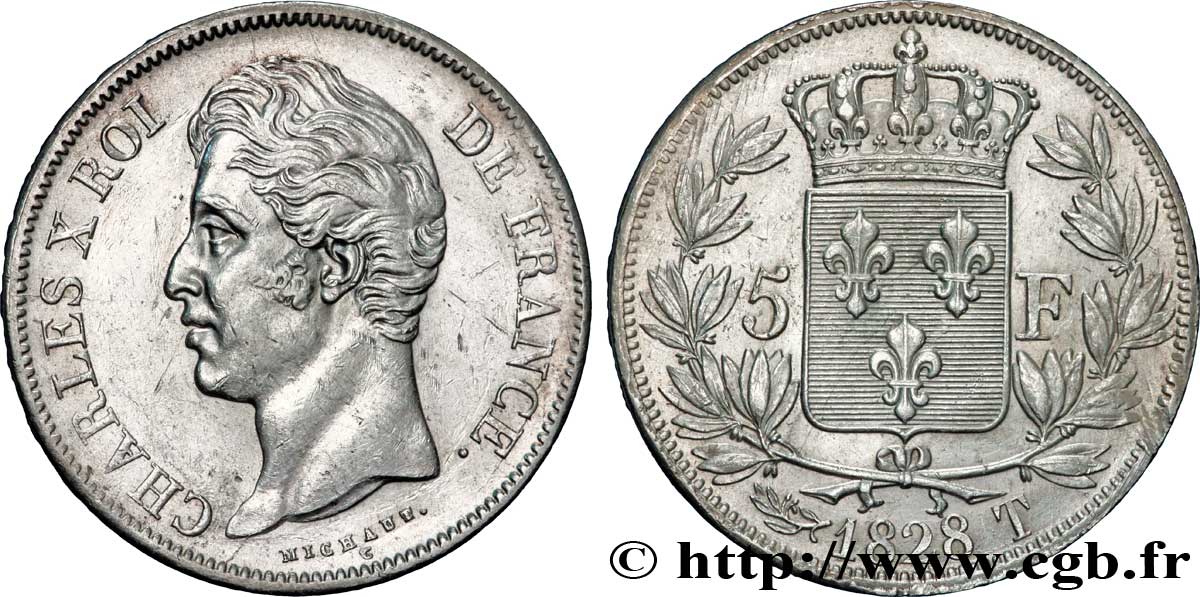 5 francs Charles X, 2e type 1828 Nantes F.311/25 MBC50 