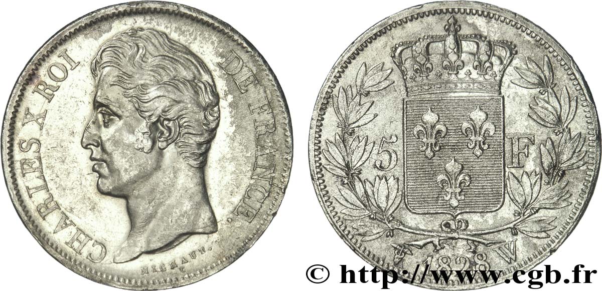 5 francs Charles X, 2e type 1828 Lille F.311/26 SS50 