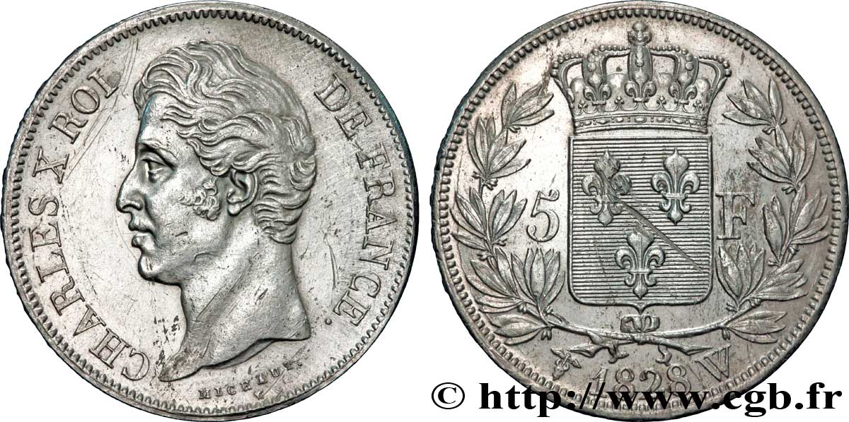 5 francs Charles X, 2e type 1828 Lille F.311/26 TTB50 