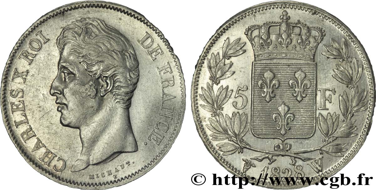 5 francs Charles X, 2e type 1828 Lille F.311/26 MBC48 