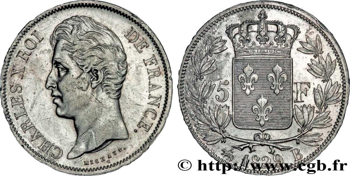 5 francs Charles X, 2e type 1829 Rouen F.311/28 MBC48 