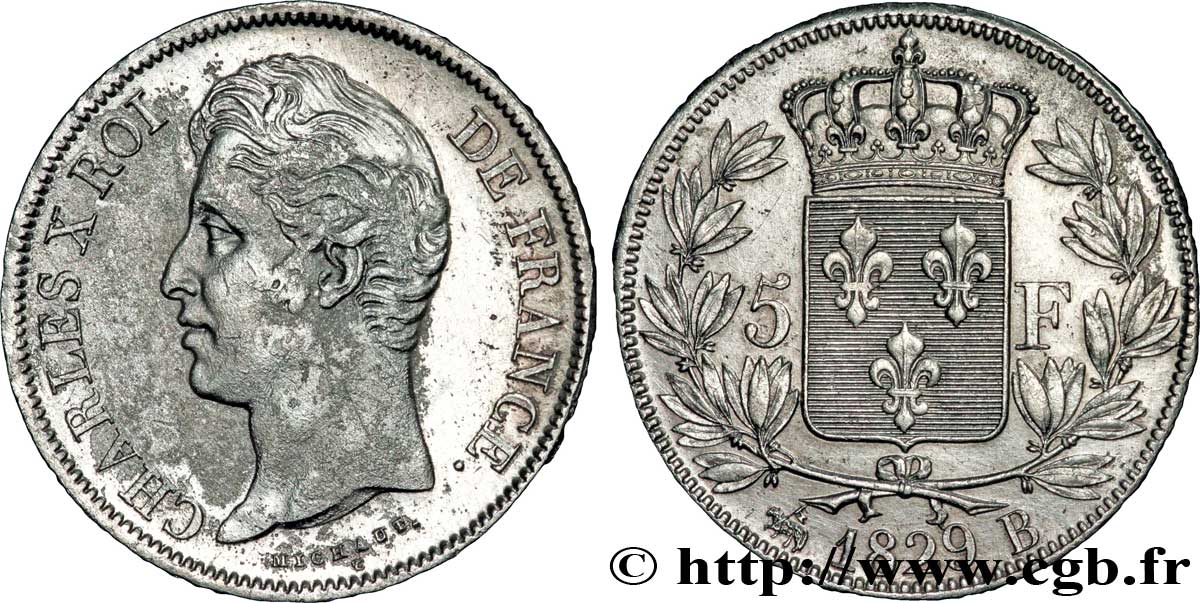 5 francs Charles X, 2e type 1829 Rouen F.311/28 SS 