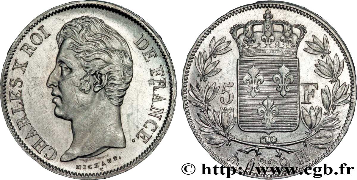 5 francs Charles X, 2e type 1829 La Rochelle F.311/31 BB48 