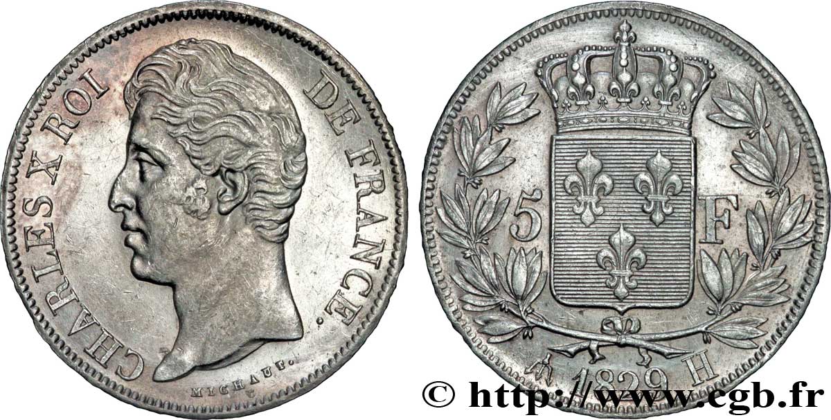 5 francs Charles X, 2e type 1829 La Rochelle F.311/31 SS50 