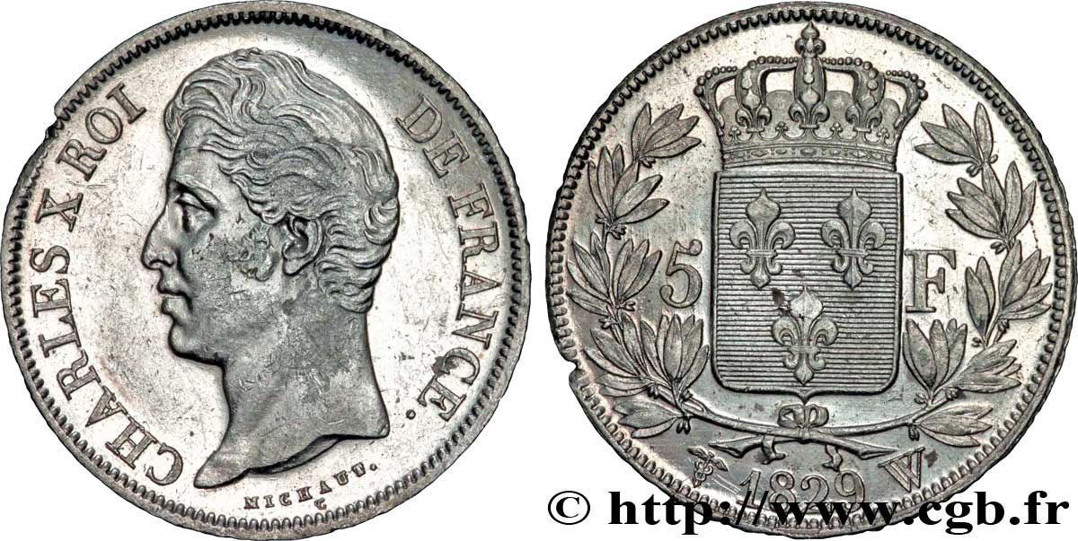 5 francs Charles X, 2e type 1829 Lille F.311/39 TTB53 