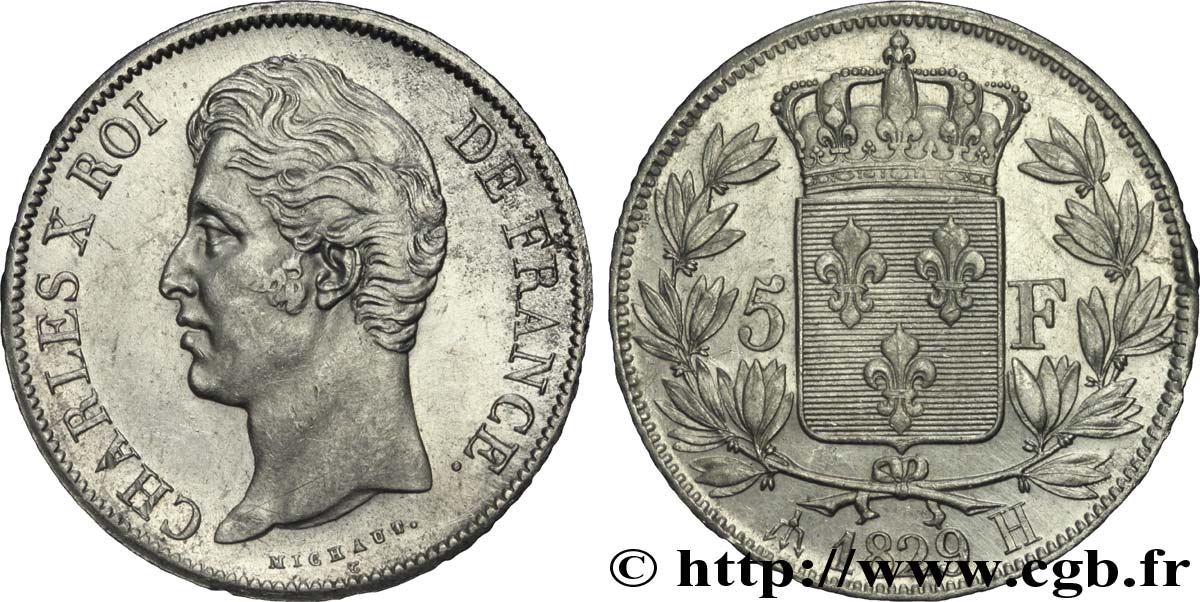 5 francs Charles X, 2e type 1829 La Rochelle F.311/31 MBC45 
