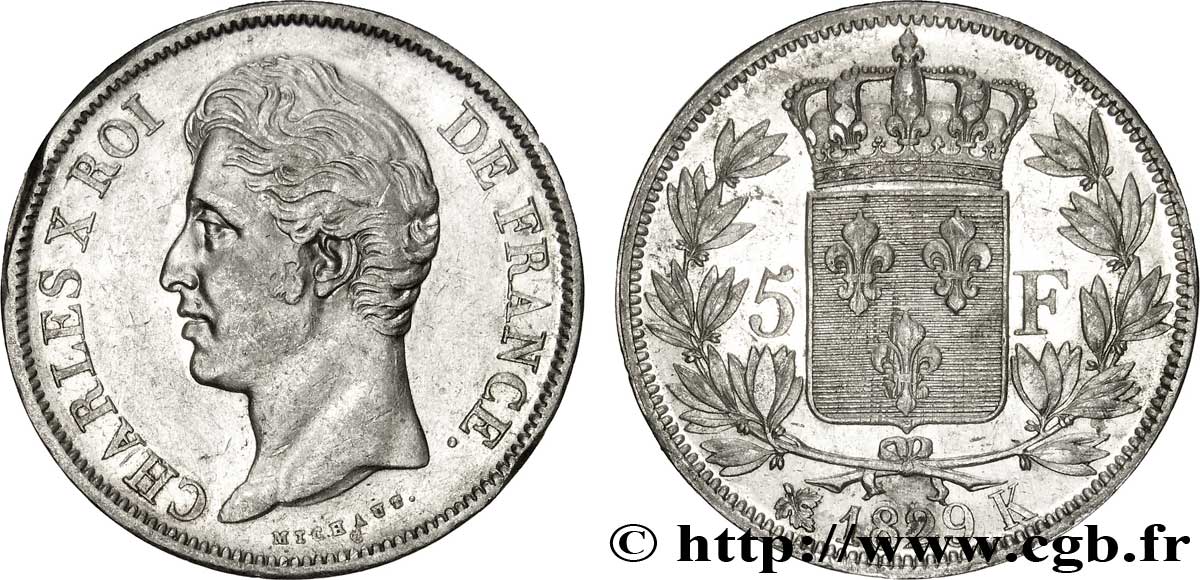 5 francs Charles X, 2e type 1829 Bordeaux F.311/33 MBC52 