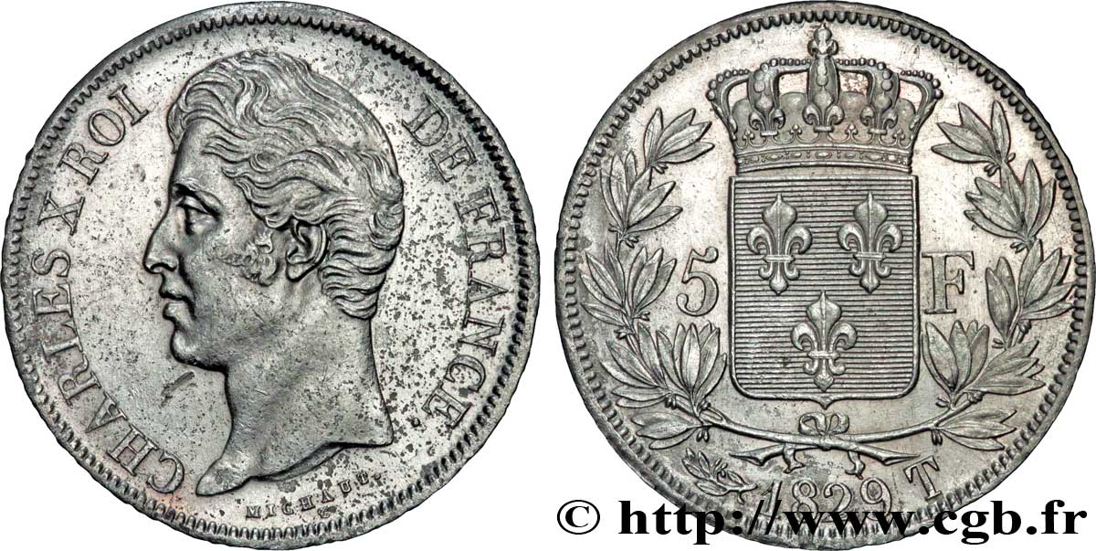 5 francs Charles X, 2e type 1829 Nantes F.311/38 BB48 