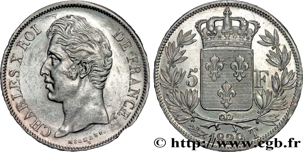 5 francs Charles X, 2e type 1829 Nantes F.311/38 TTB52 