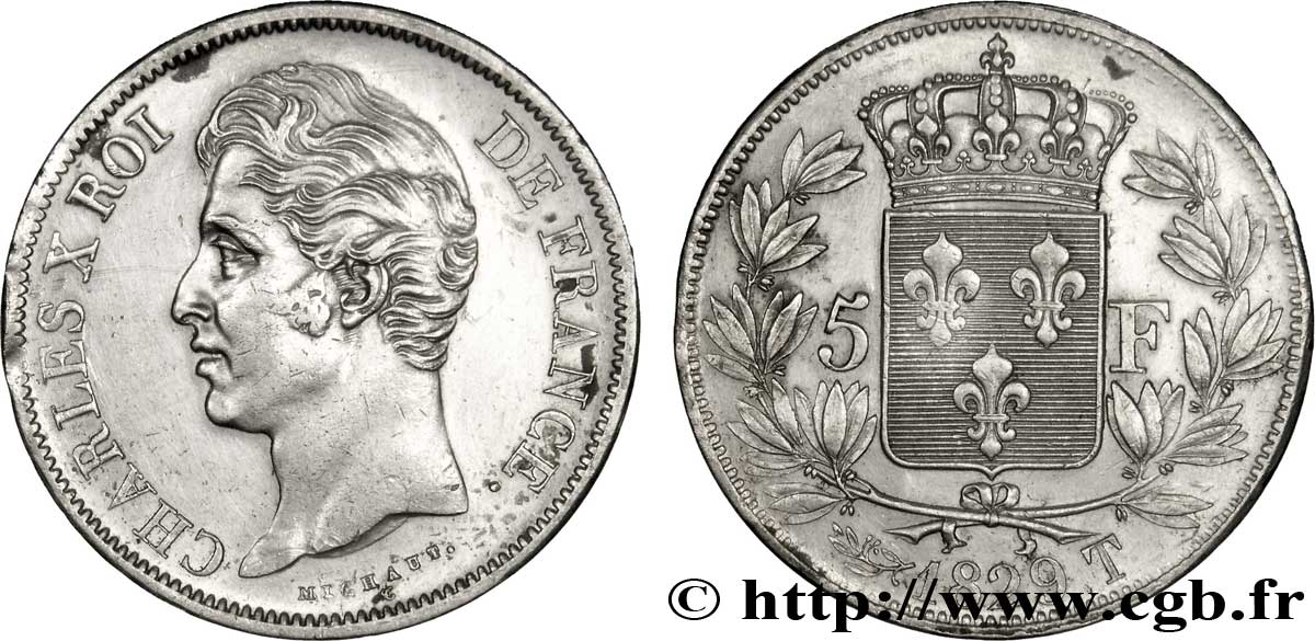 5 francs Charles X, 2e type 1829 Nantes F.311/38 MBC52 