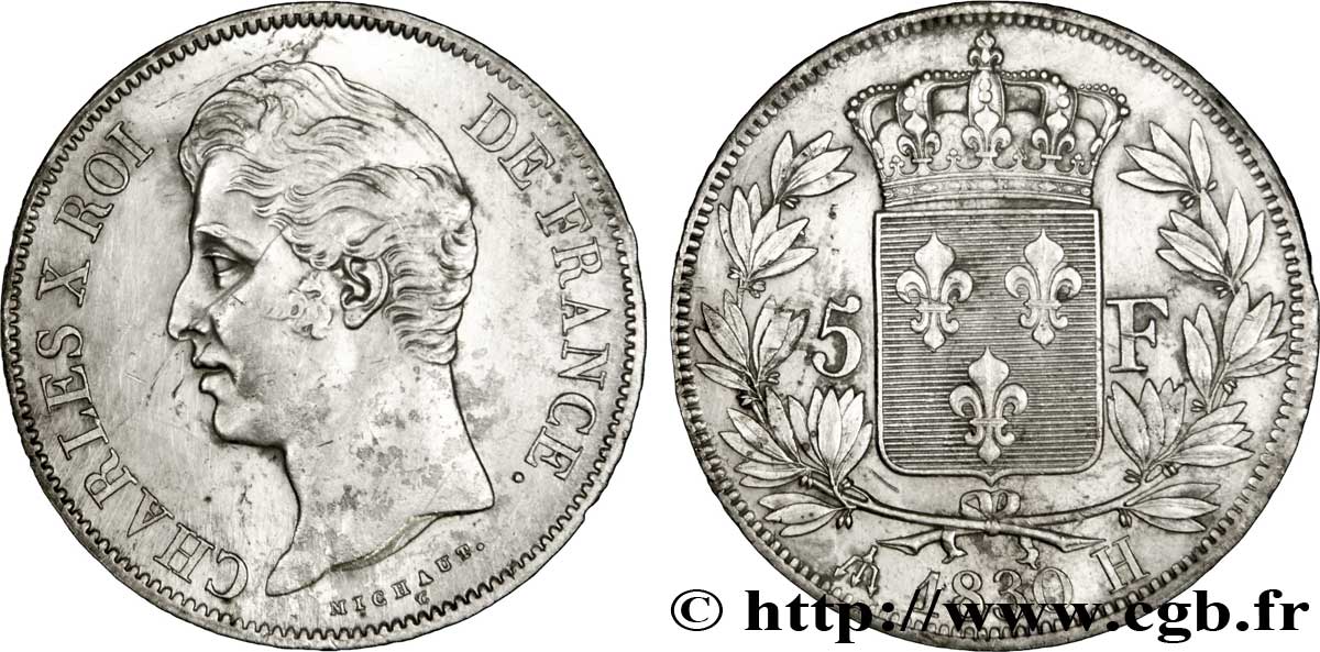 5 francs Charles X, 2e type 1830 La Rochelle F.311/44 TTB50 